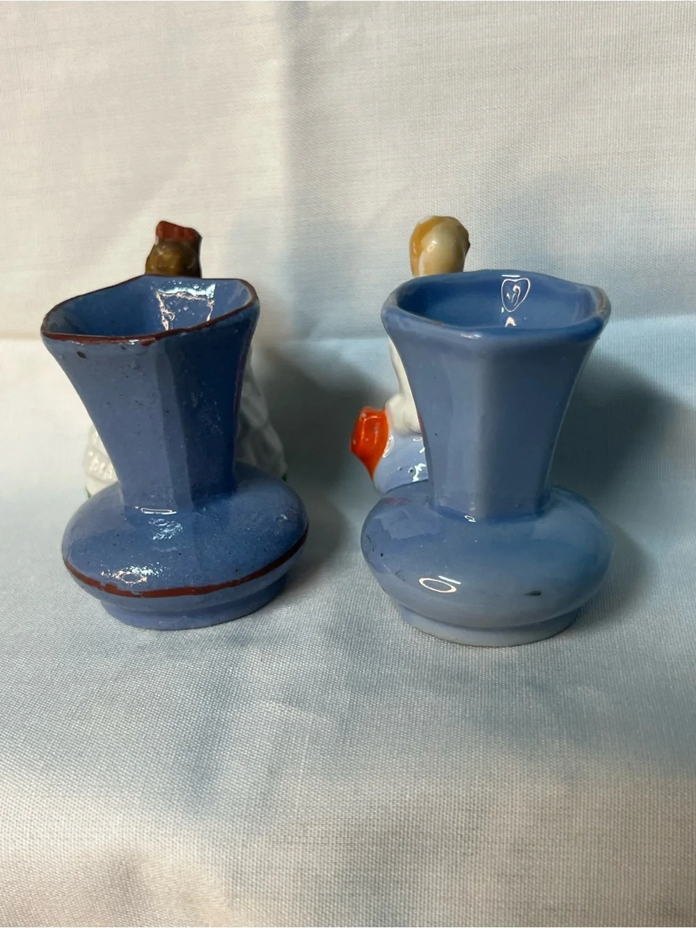 Pair of Vintage Miniature Figural Couple w/ Blue Vases